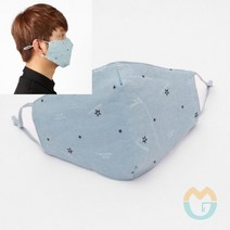 굿마켓 3겹 면 마스크 블루 멋있는마스크 운동할때마스크 먼지차단마스크