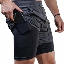 Surenow 남성용 러닝 반바지 남성용 운동 러닝 반바지 투인원 스텔스 반바지 17.8 cm(7 인치) 헬스장 요가 아웃도어 스포츠 반바지 회색. XX-Large