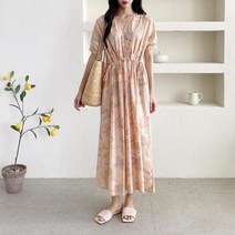 바보사랑 여자 나뭇잎 랩스타일 반팔 허리스트링 야자수 원피스.옷자락(무료배송)