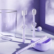 미투리아 반려동물 실리콘 3종브러쉬 칫솔, 3종세트, 퍼플