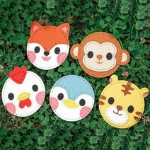 캐릭터 손거울 만들기 세트 동물 가죽 공예 키트 DIY 재료 미니 아크릴 원형 휴대용 초등 돌봄 교실 방과후, 호랑이(이벤트)