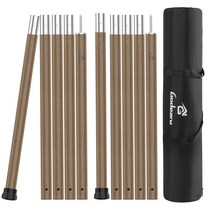 GODEARU 터프 폴 2개들이 직경 33mm 텐트 폴 나뭇결조 알루미늄 폴 터프・캠프용 폴 A6061 알루미늄제 250cm×φ33mm 분할식 5절5절 연결 푸쉬 버튼식 조립 간단 컴팩트 경량 텐트・타프 설영용 캠프 아웃도어 수납봉투 첨부