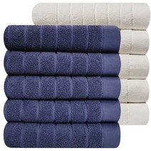 호텔수건 170g 블루라인 30수 코마사, 10장 진블루+우유백색