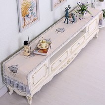 chinapnp0.5 테이블러너 텔러비전선반 식탁보 레이스 패브릭아트 직사각형 거실 화장대 신발장 긴테이블 커버먼지방지 덮개천, T11-자스민 그린, C01-40*180CM(적합 장롱 110-140CM)