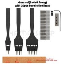 샤프 헤드 치즐 교체 가능 천공 찌르기 이동식 베벨 구멍 펀치 가죽 공예 DIY 스테인레스 스틸 도구/세트, 19 4mm 2-4-6P x 20h