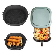 에어 프라이어 바구니 실리콘 냄비 오븐 베이킹 트레이 프라이드 피자 치킨 바구니 매트, 블랙 L 20cm