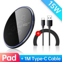 KUULAA-15W 무선 충전기 iPhone 14 13 12 11 Max XS XR 8 Plus 미러 Qi 충전 패드 Samsung galaxy 아이폰 S9 S10 + Note, 01 15W Black with Cable