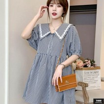 가바바 여성 빅사이즈 원피스 잔체크 빅카라 큐티 미니원피스 G62426