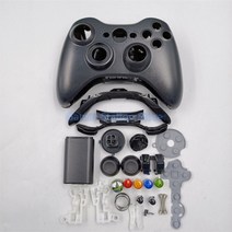 XBOX 360 콘솔게임 xbox 360 무선 컨트롤러용 전체 케이스 게임 패드 쉘 커버버튼 포함 xbox 360 게임 diy 액세서리용 아날로그 스틱 범퍼 91, 검은 색