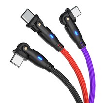 KDNC 180도 회전 USB 3A 고속 충전케이블, IOS, 블랙, 2M