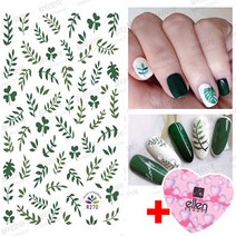 홀로그램 프리즘필름 네일스티커 필름스티커 프리즘스티커 잎사귀 네일스티커 R-270 잎사귀스티커 클로버 쿠키 네일스티커 크래커스티커 MS-28 쿠키스티커 엠보스티커 TS-991, 5.잎사귀스티커+패드파일/랜덤1EA