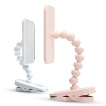 다용도 관절형 집게 거울 탁상거울 360도회전 모니터 사무실 유모차, 베이비핑크