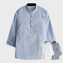 베이직 헨리넥 차이나 카라 반오픈 반팔 빅사이즈 린넨 셔츠