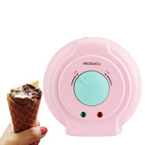 가정용 업소용 아이스크림 콘 기계 와플 메이커 에그롤 베이킹 전기팬 20cm, 03.핑크민트
