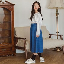 미니로이 넘버 여아 주니어 초등학생 데님 청치마 스커트