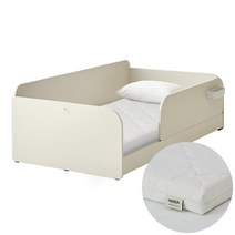 [4월 포토상품평 이벤트] 한샘 샘키즈 슈퍼싱글침대 SS 데이베드+안전가드 140cm+샘키즈 오가닉양면 토퍼 SS, 크림화이트(A)