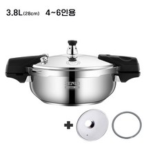 ZENLO 미니형 대용량특대형 낮은형 1.8L~3.8L압력솥 5분 바로밥 찜 조리용 캠핑야영 다용도압력솥인덕션 가스레인지 스텐 압력솥, 3.8L