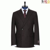 파렌하이트 지이크 이태리 울 블랜디드 스트라이프 더블 브라운 정장 자켓_K BJ2004