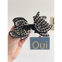 고급 플리츠 풍성한 블랙앤 화이트 왕 리본핀