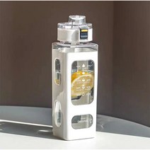 ETMOGO 패션 사각형 텀블러 휴대용 스포츠 물통 어른 빨대 컵 스트랩스트랩 물병 플랩 디자인 700L, 흰색