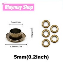 아일렛 50pcs 5mm 구멍 금속 Eyelets Grommets 와셔 펀치 세트 도구 Diy Leathercraft 액세서리 의류 신발 벨트 캡 가방 태그, Copper