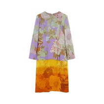 DRIES VAN NOTEN 드리스반노튼 여성 컬러 블록 플라워 링클 드레스 - 오렌지