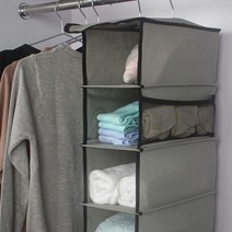 10단 행잉오거나이저 옷장수납함, 그레이