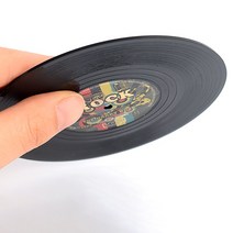 레코드 판 모양 컵 받침 LP 티코스터 찻잔 받침대 4입