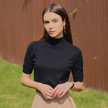 (LAON) 반폴라 반팔 니트 티셔츠 1+1