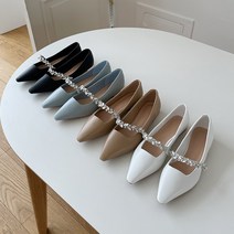 골드굽 큐빅 스틸레토플랫 보석 플랫슈즈 2cm