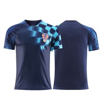 2022 카타르 월드컵 대표팀 아르헨티나 메시 프랑스 브라질 유니폼 단상 축구복 도매, 2022 크로아티아 블루 - 엠블럼 포함