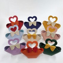 가죽 구디백 어린이집 유치원 양말 선물 답례품 하트 포장 가방(L), 옐로우