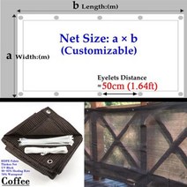 조립식수영장그늘막 컨테이너 간이 야외 수영장 사용자 정의 두꺼운 HDPE 발코니 개인 정보 보호 울타리 메쉬 안티 자외선 태양 그늘 그물 천막 가든 스크린, Coffe+1x3m