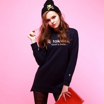 토키도키 레터링 포인트 미들 롱 티셔츠 WL16FW 01MTW