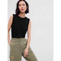 Gap 리넨 블렌드 쉘 탱크탑 - 블랙