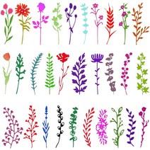 FineGood 꽃 다이 커팅 스탬프 30pcs 야생화 DIY 공예 스텐실 다꾸 용품, 기본