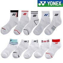 요넥스(YONEX) 남성 여성 스포츠 양말 러닝 헬스 테니스 운동 두툼한 쿠션 단목 중목 발목 개별포장, 09.화이트/블랙/레드(SN026F)_여성