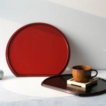 옻칠 원목 반달 우드 쟁반, 반달 양면 대, 1개