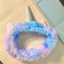 세안 머리띠 캐릭터 토끼 귀 뽀글이 머리띠 세안 머리띠 세안 머리띠 세안 머리띠, P95 블루 유니콘