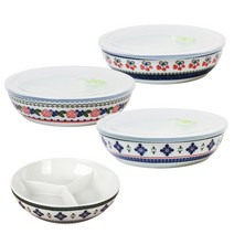 칸막이반찬통 폴라브 도자기반찬통 반찬용기 3칸 16cm 무늬랜덤출고, 랜덤출고