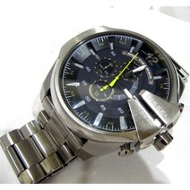 디젤 맨즈 DZ4465 메가 치프 실버 스테인레스 블랙 다이얼 크로노그래프 시계