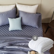 60수사틴 순면 누빔이불커버패드이불솜세트EK 블루.에스데코