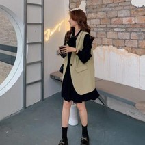 홀가먼트 투피스 여성 블루문 빅 사이즈 뚱보 동생 mm 베스트 플리츠 원피스 2021