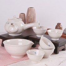 청꽃베이지 균열 5인 다기세트