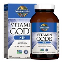 Garden of Life Vitamin Code Men 240 Vegetarian, 1개, 상세설명참조, One Color