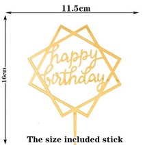 생일 축하 케이크 아크릴 글자 토퍼 파티 용품 블랙 케이크 장식 남아 33 디자인, 8PCS, GOLD4