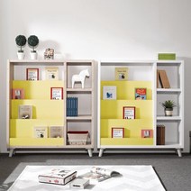 낮은 아이방책장 높은다리 미니전면책장 작은 수납, 워시옐로우