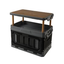 루나글램 실용적인 캠핑용 폴딩 박스 테이블 접이식 수납함, 그레이블랙, 1개