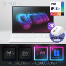 LG전자 2023 그램16 16ZD95Q-GX56K [이벤트 한컴오피스 증정], WIN11 Pro, 16GB, 512GB, 코어i5, 스노우 화이트