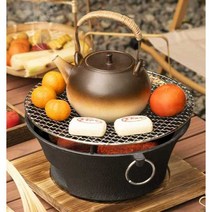 실내난로 바베큐 굽기 야외 캠핑 실내 스토브 히터, (소형) 19cm 스토브+그릴+목재 베이스